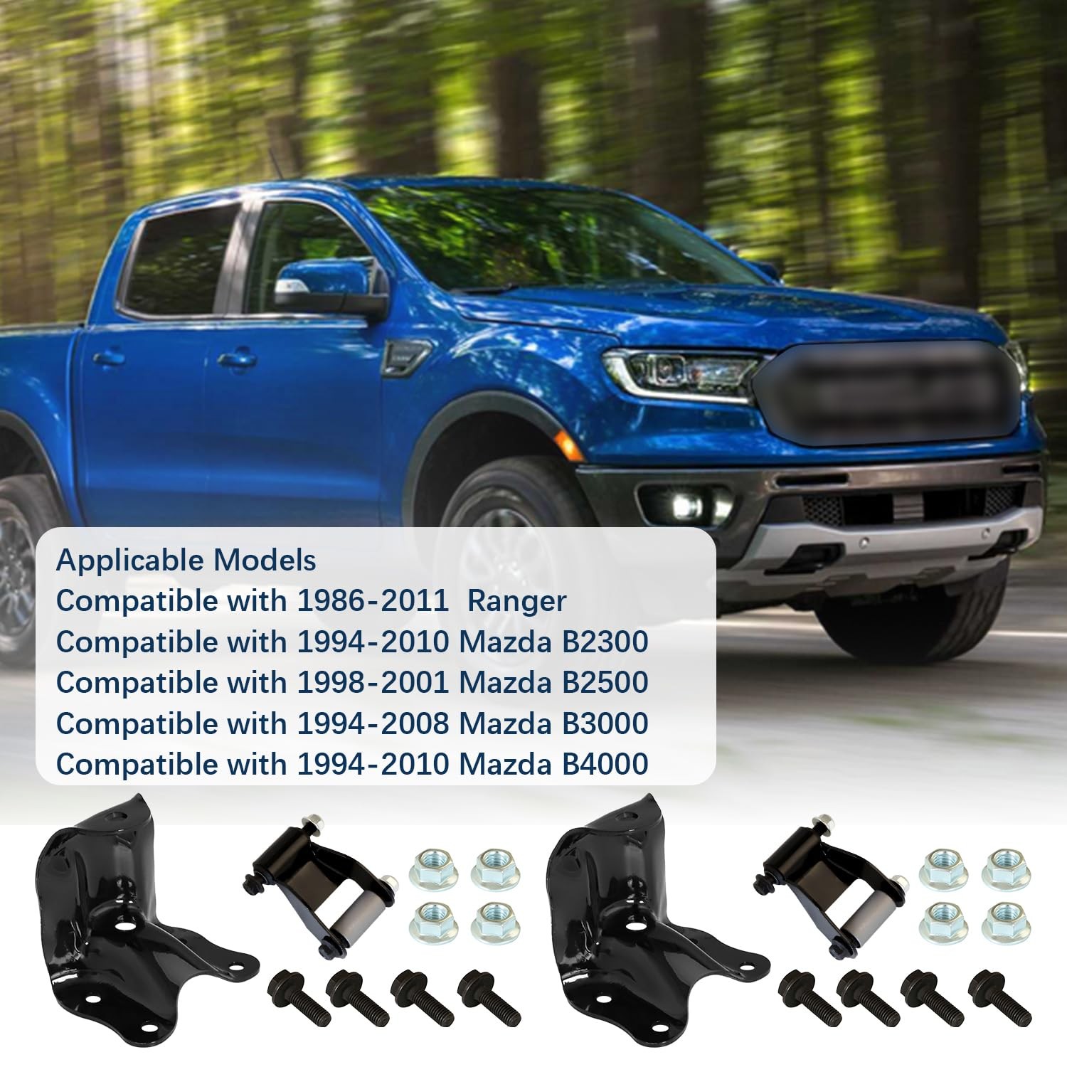 Rear Leaf Spring Shackle Hanger Bracket Kit Compatible with 1986-2011 Ranger ...