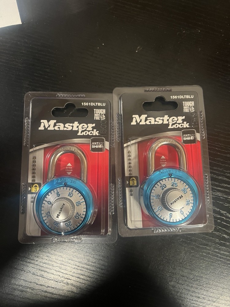 (2) Master Lock School Locker 3-Digit Combination Padlock Blue