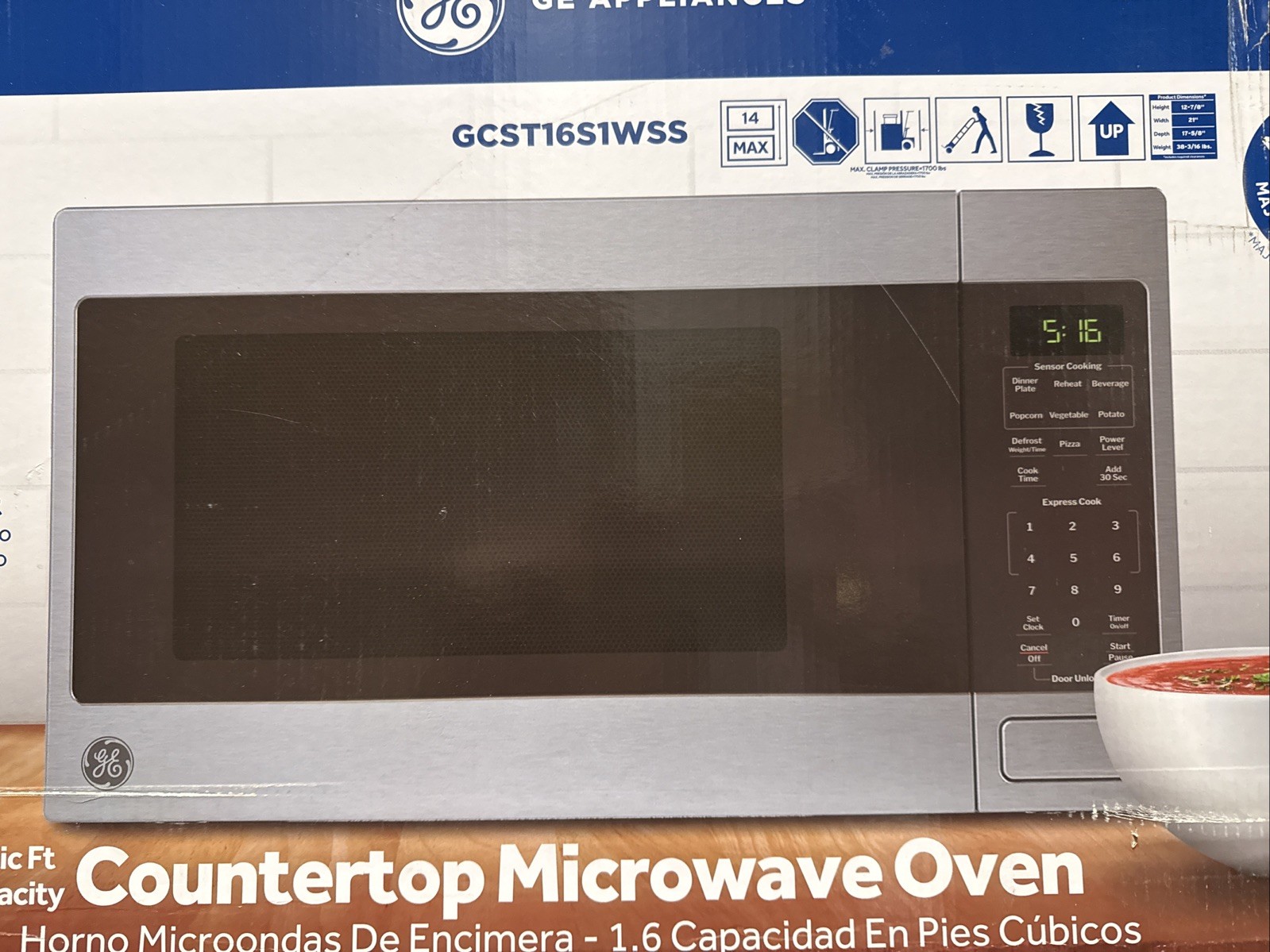 GE 1.6 Cu. Ft. Countertop Microwave Oven GCST16S1WSS