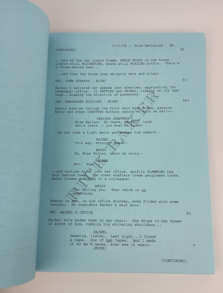 The Ring II Original Script - Rick Baker's Copy
