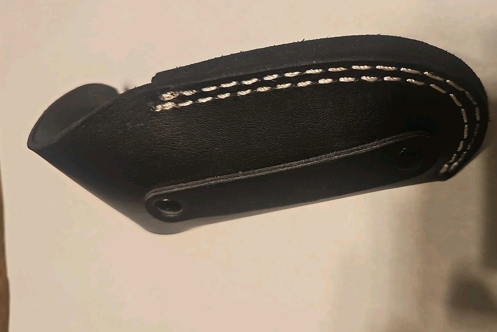 Custom Damascus Blade Lock Back With Textured Handle and leather Sheath