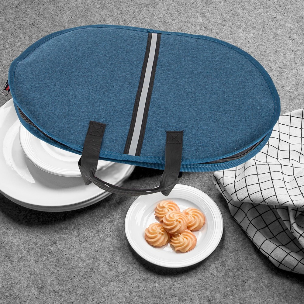 Kingshion Large Platter Storage Bag- 18" x 13" - Stackable with Padded Interior