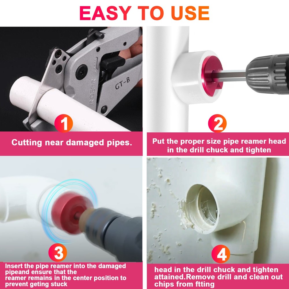 Plastic Pipe Fitting Reamer Plumbing Tool for SCH40 PVC ABS CPVC Socket Saver
