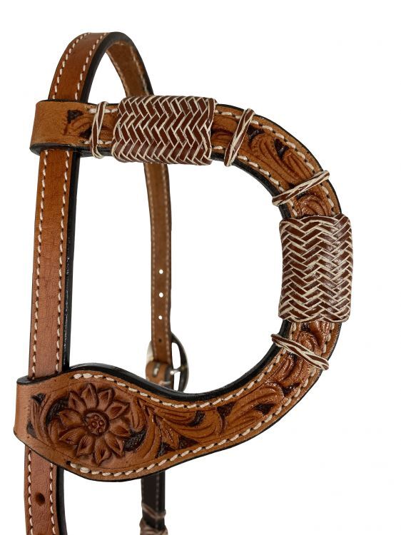 Showman Floral Tooled Single Ear Leather Headstall