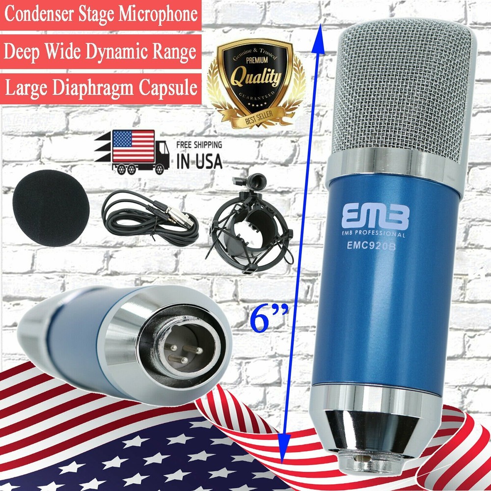 EMC920 Multi Pattern Recording Large Diaphragm Condenser Studio Microphone Blue