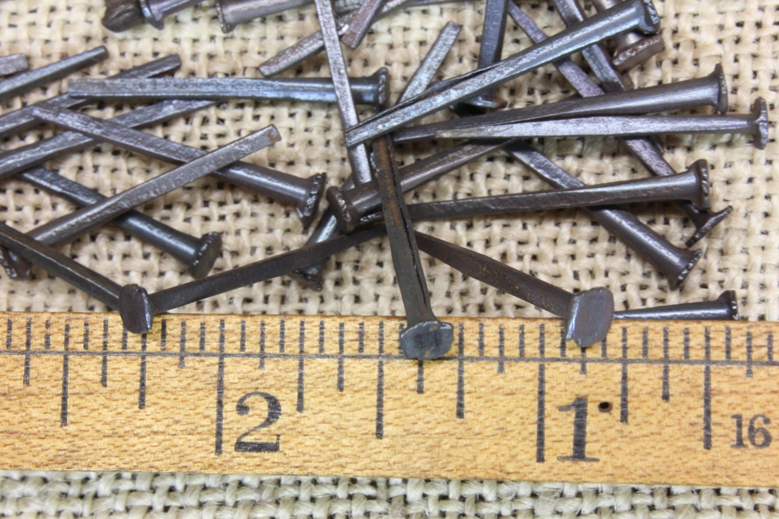 1 1/8” Old Square NAILS 3/16” Head 100 Real 1850’s Vintage Rustic Patina Brads