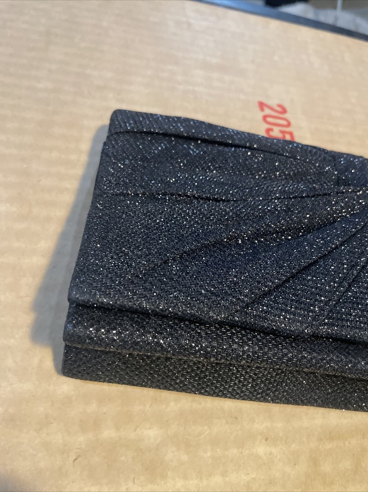Vintage Reflective Mesh Black Clutch 9”x4”