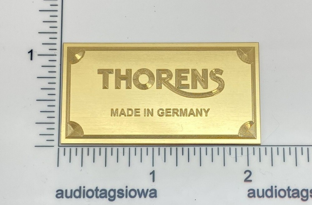 Thorens Made in Germany Turntable Name Plate Custom Engraved Solid Brass