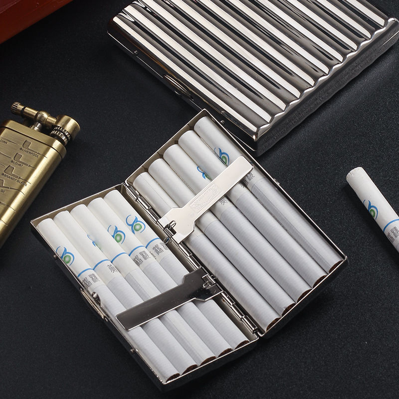 Siver Wave Pattern Metal Cigarette Case for 10pcs King Size Cigarettes