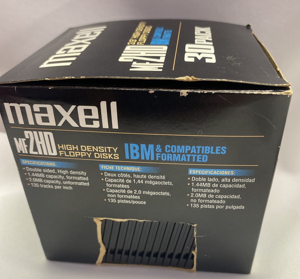 NEW MAXELL Floppy Diskettes 3.5" 1.44MB MF 2HD PC Formatted 30 Pack missing 8