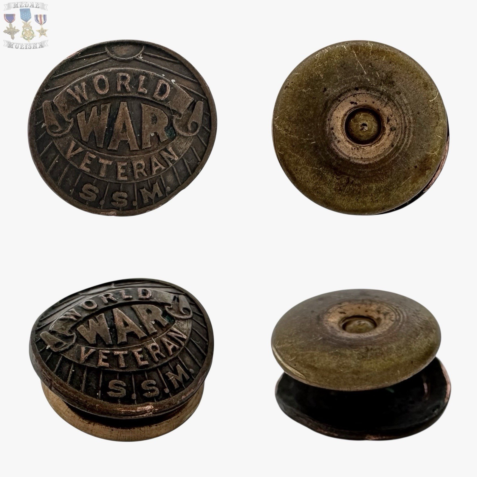 WORLD WAR VETERAN SILVER STAR MEDAL LAPEL PIN SCREW-BACK WW1