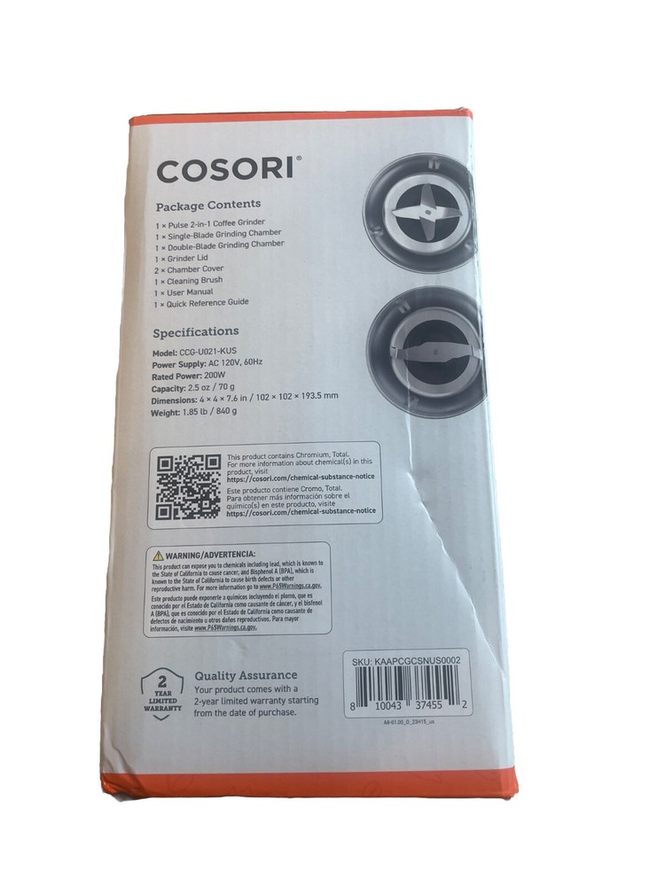 Cosori - 2-in-1 Coffee Grinder - Black