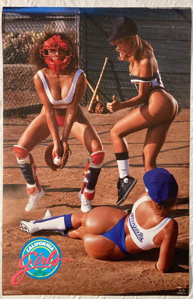 California Girls Poster Sexy Baseball Girl Bikini Thong Butt Large Breasts Pinup