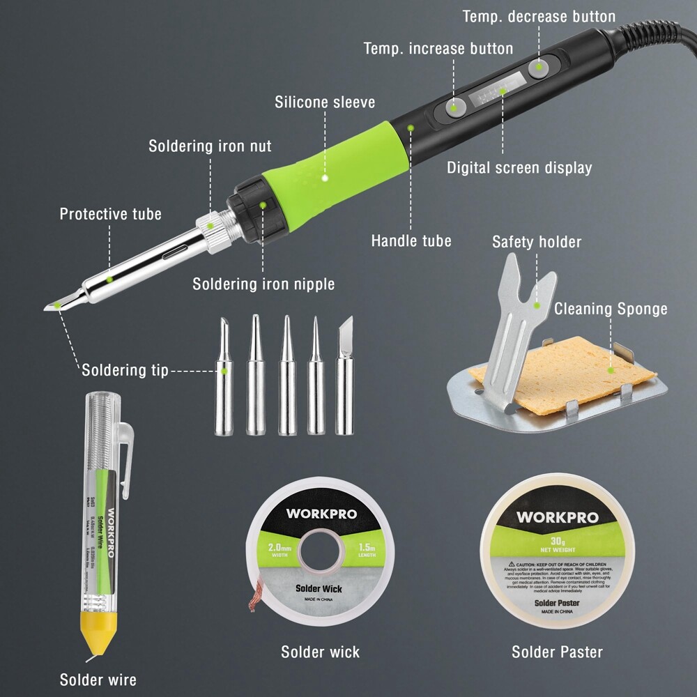 WORKPRO 90W Soldering Iron Kit Soldering Gun Adjustable Temperature Welding Tool