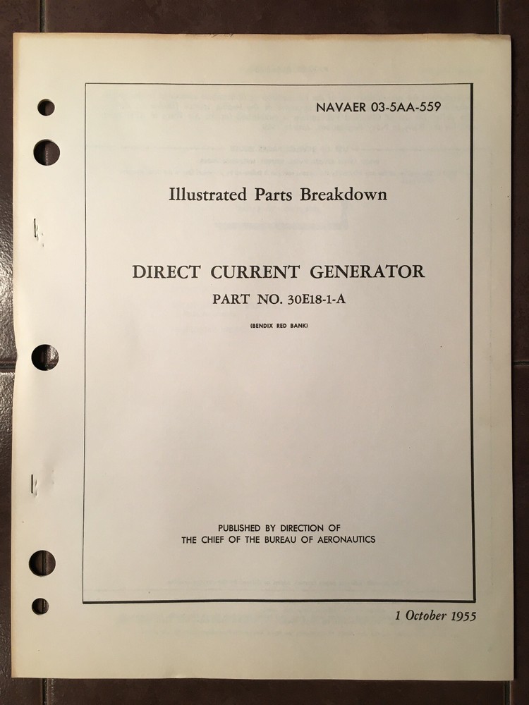 Bendix 30E18-1-A DC Generator Parts Manual