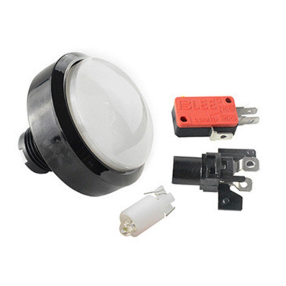60mm White Arcade Round Push Button Illumilated 12V LED Light w/ Microswitch ss