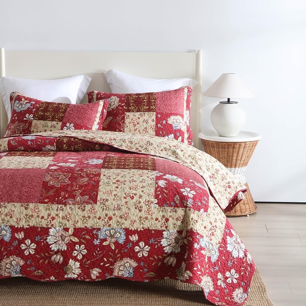 Cotton Bedspread Quilt Bedding Sets 3 Pieces Reversible Coverlet Sets Comforters
