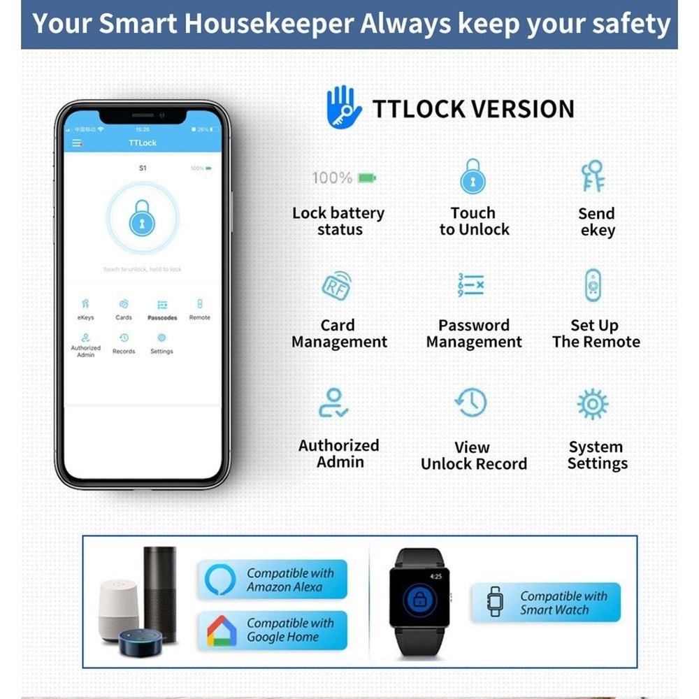 Password Swipe Card Intelligent Lock APP Bluetooth Unlocking