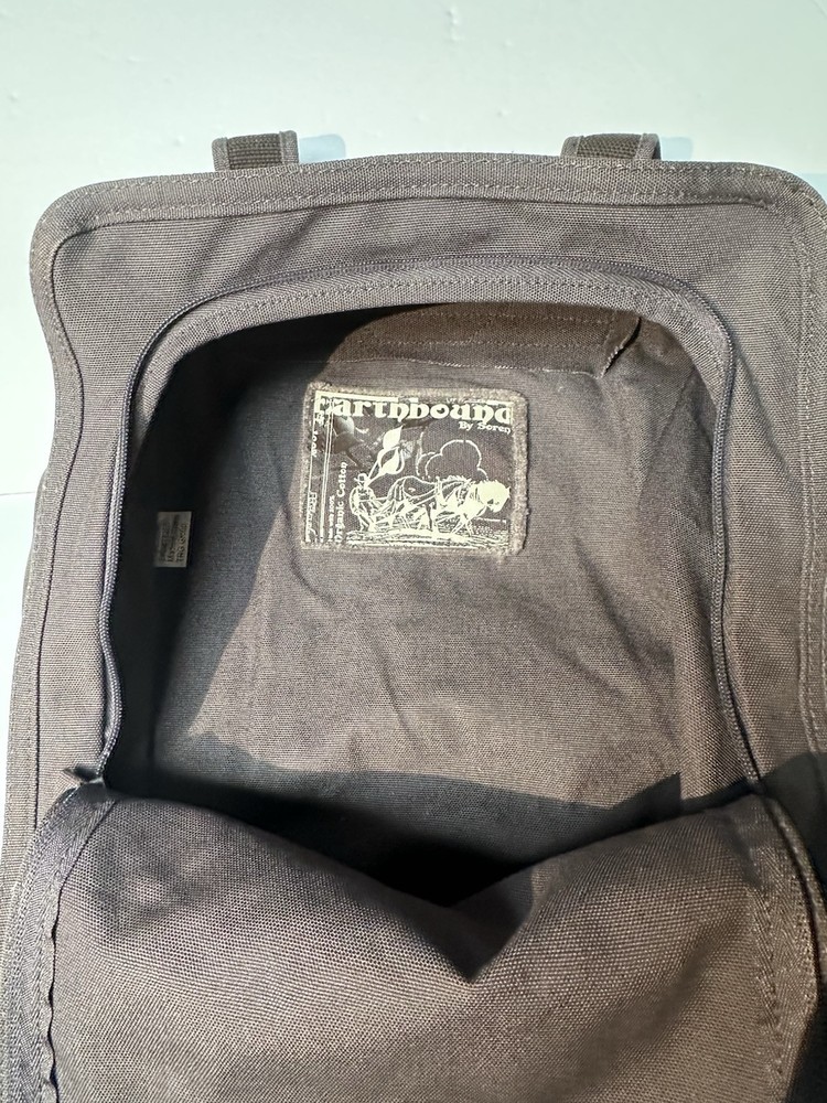 Earthbound Trading Co. Backpack Brown Canvas Adjustable Straps Wide Bottom