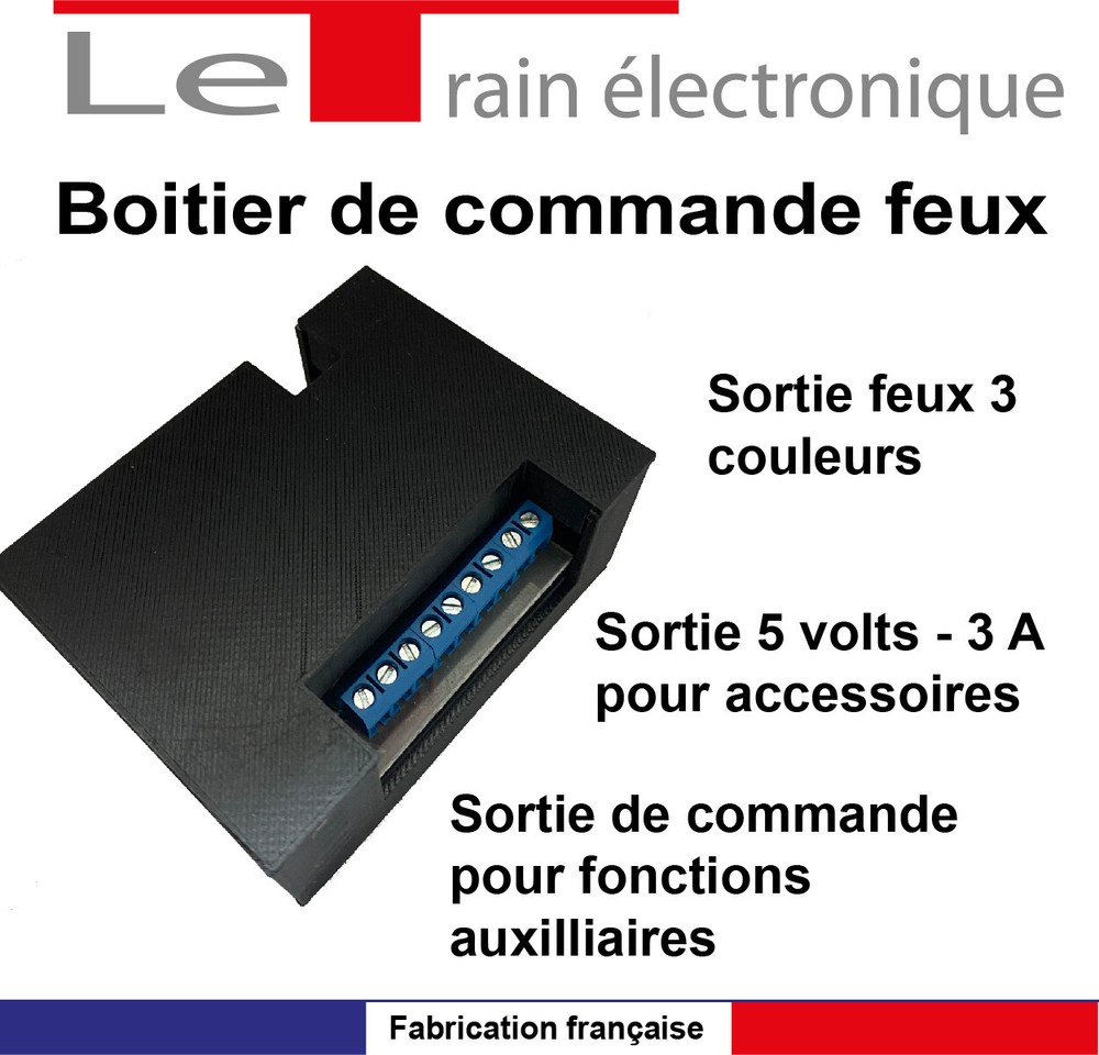 Boitier de commande feux 3 couleurs avec alimentation pour train modélisme