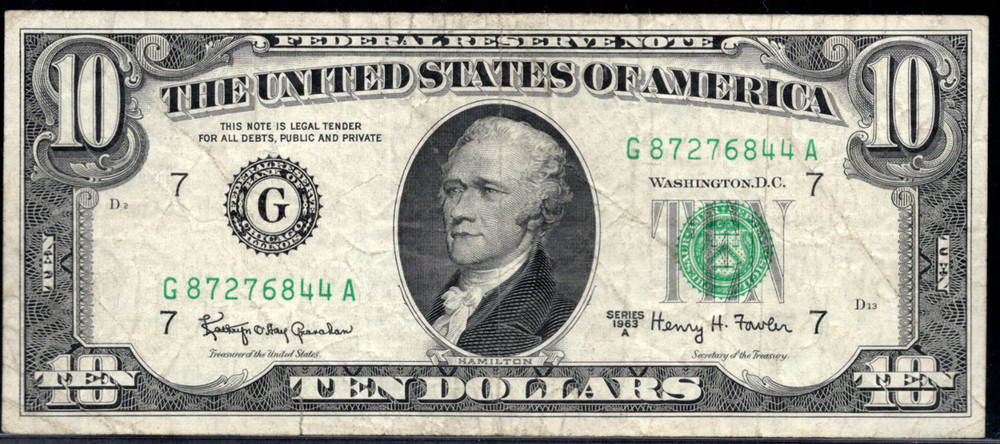 1963 A $10 Partial Offset ERROR