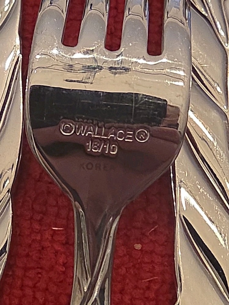 🍴Very Rare Wallace Stainless Flatware Silverware Leaf / Feather Pattern 17pc 👀