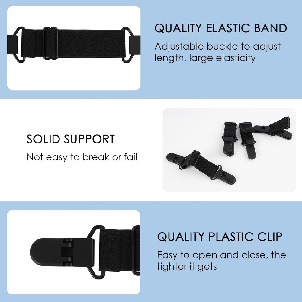 4 Pcs Adjustable Boot Straps for Cowboy Boots, Durable 20cm x 2.5cm, Black