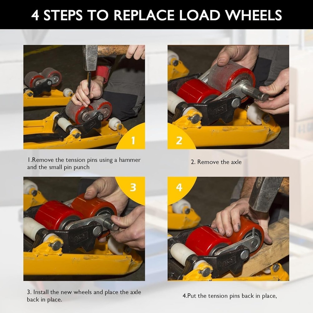 Pallet Jack Truck Wheels Kit 7x2'' Steering Wheels 3x 3.75'' Front Load Roller
