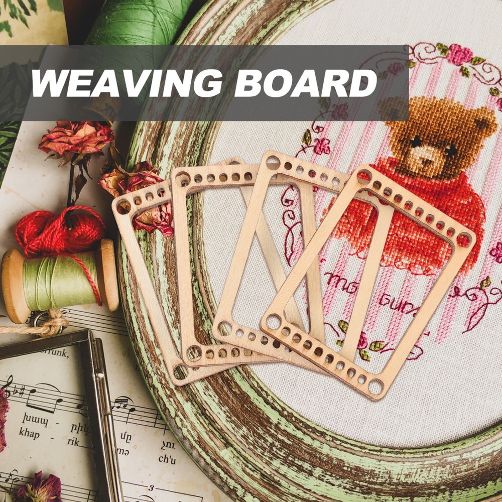 4 Pcs Square Thread Weaving Plate Kit for Beginners Handmade Tool