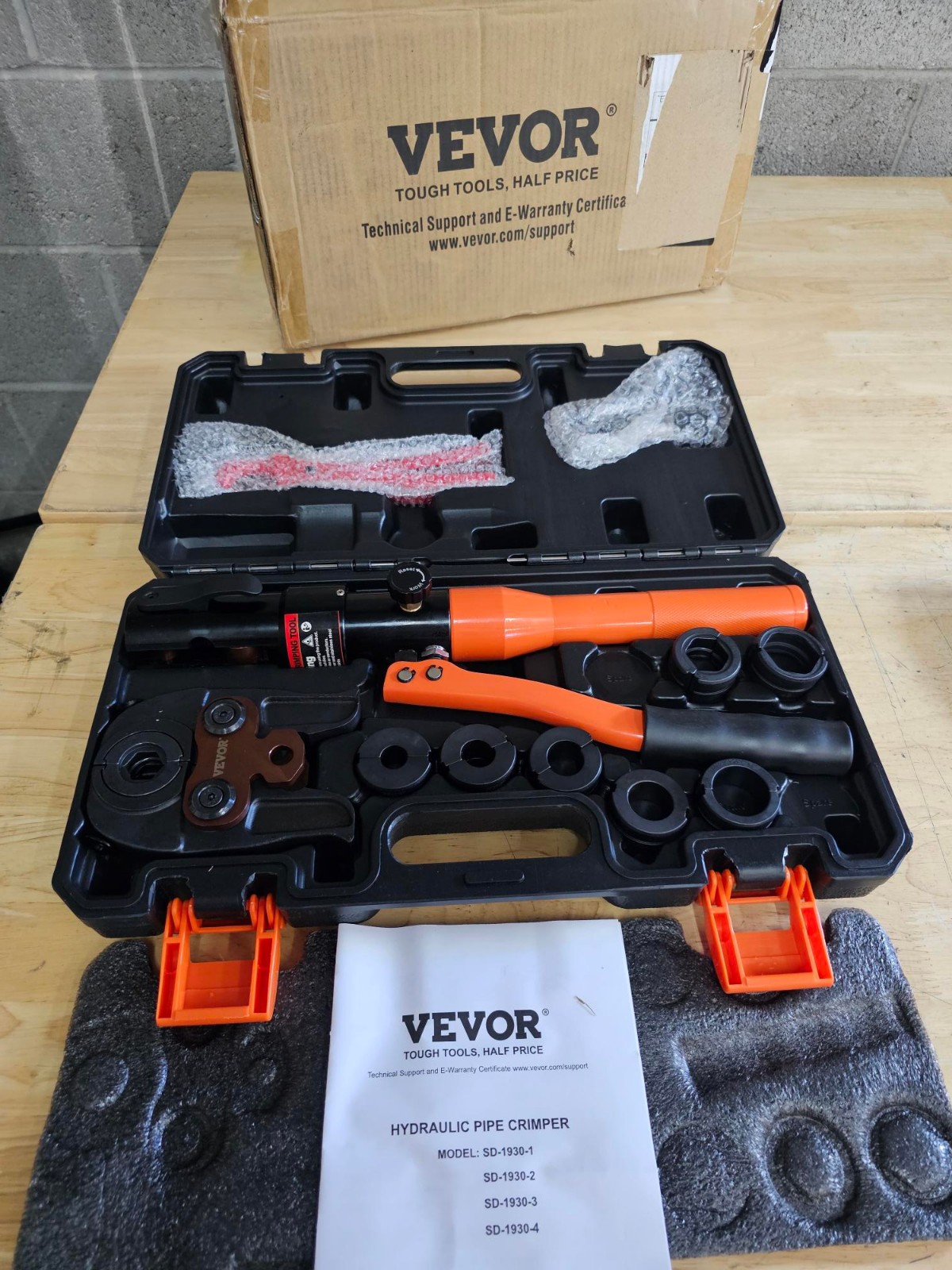 VEVOR Copper Pipe Crimping Tool Hydraulic Driven Pro Press Tool w/ 8 Jaws
