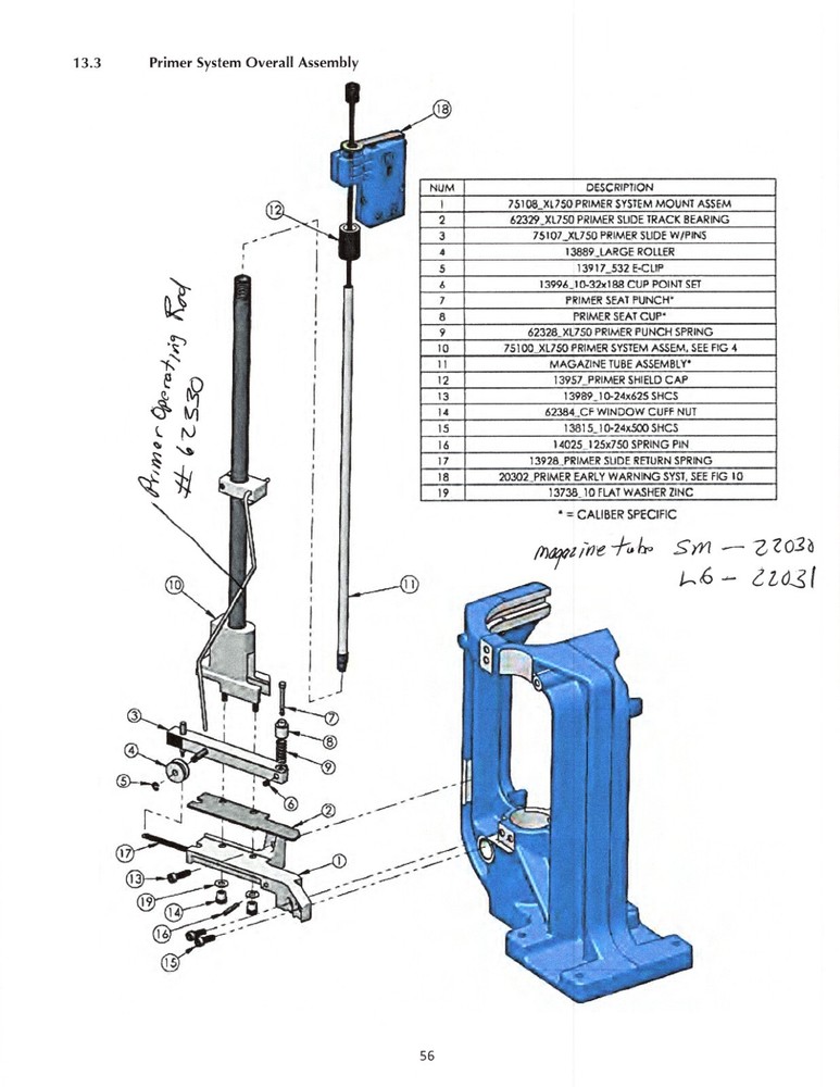 Dillon XL750 Primer Operating Rod 62330