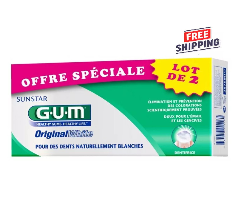 2 PACK Sunstar GUM ORIGINAL White Toothpaste 75ml EXP 07/2027