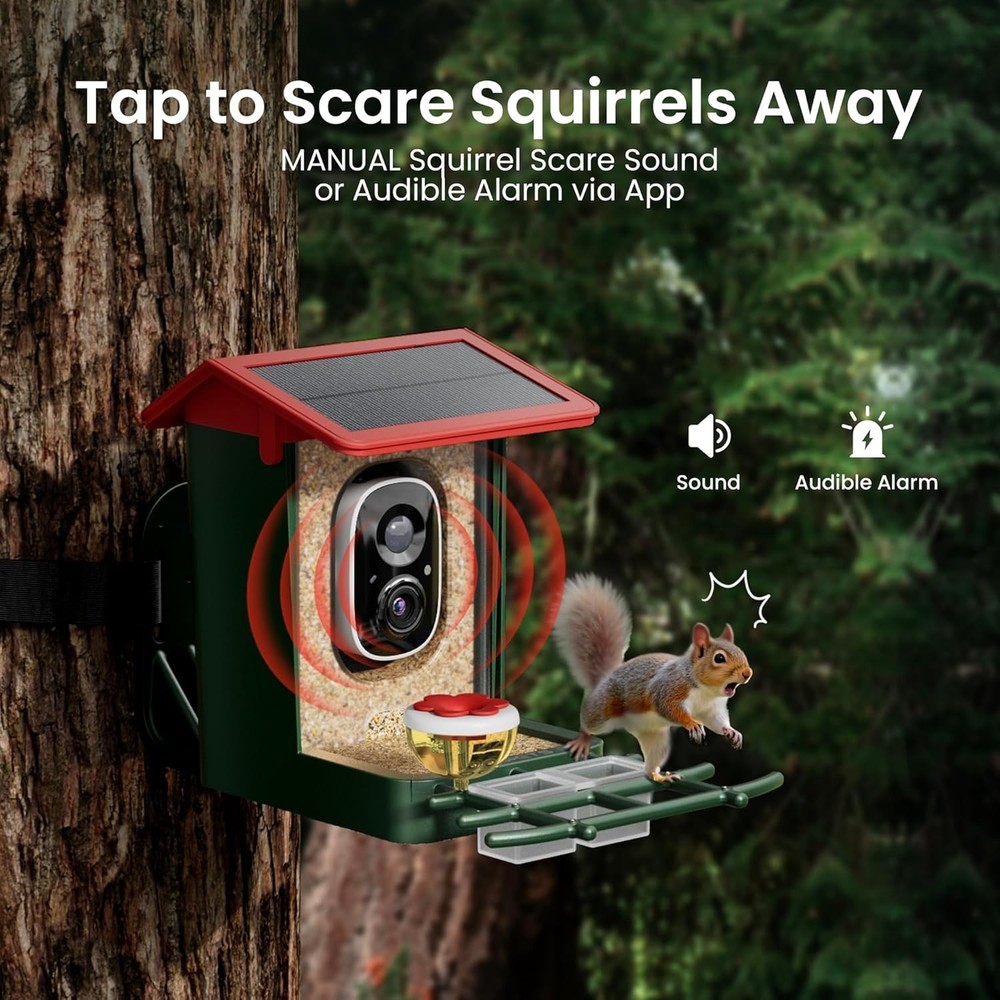 360° Adjustable Smart Bird Feeder with Camera & Instant Notifications - Red