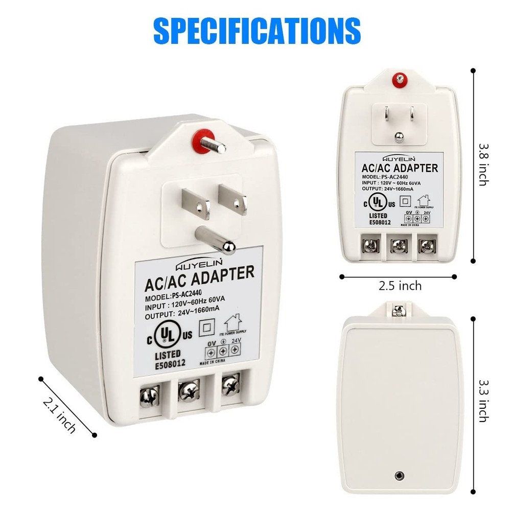 Wall-Mount 24VAC 40VA Transformer – Seamless Compatibility with Smart Devices