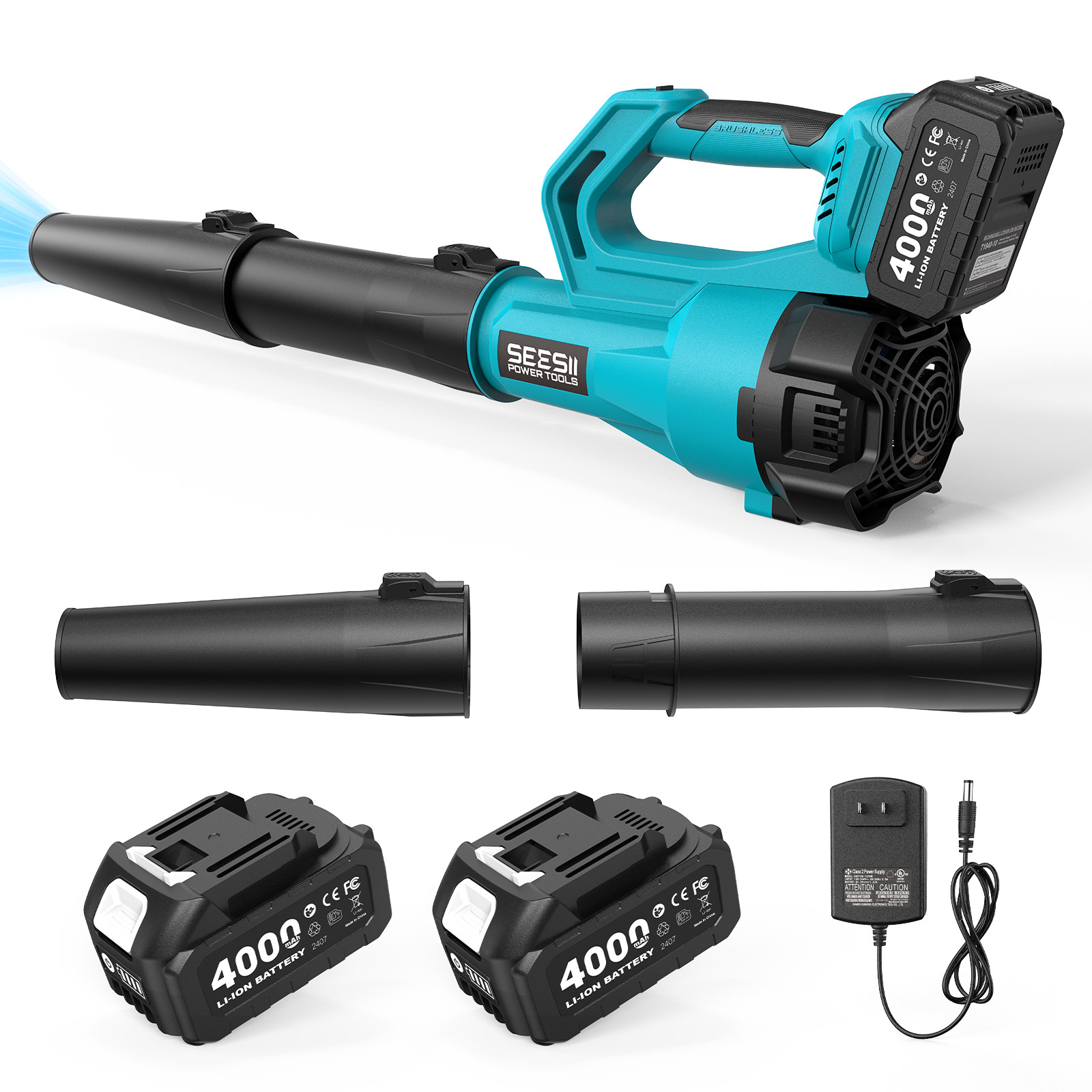 Seesi Cordless Leaf Blower Brushless 780CFM Electric Leaf Blower 2x4.0Ah Battery