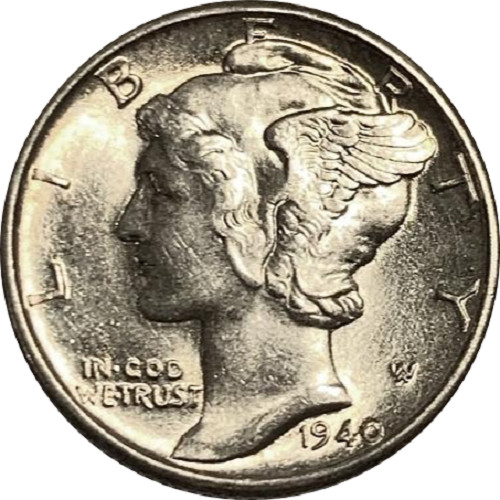 1940 P Mercury Dime - BU Reverse Toned - As Shown (356)
