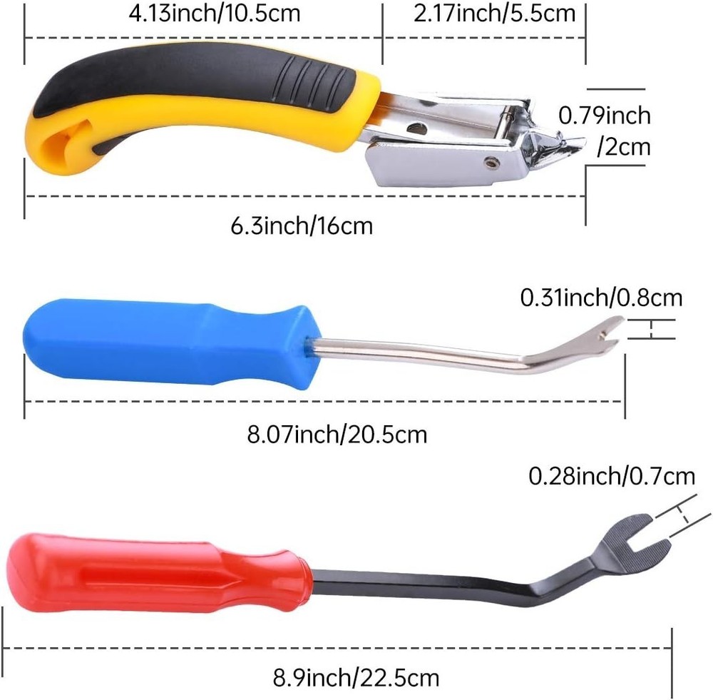 3PCS Ergonomic Staple Remover Set with Tack Puller - Lightweight and Durable
