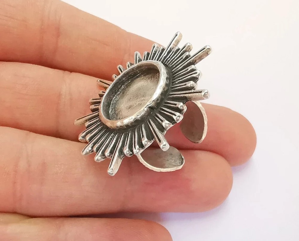 Sun Ring Blank Setting Textured Base Bezel inlay Adjustable (16mm bezel) G22056