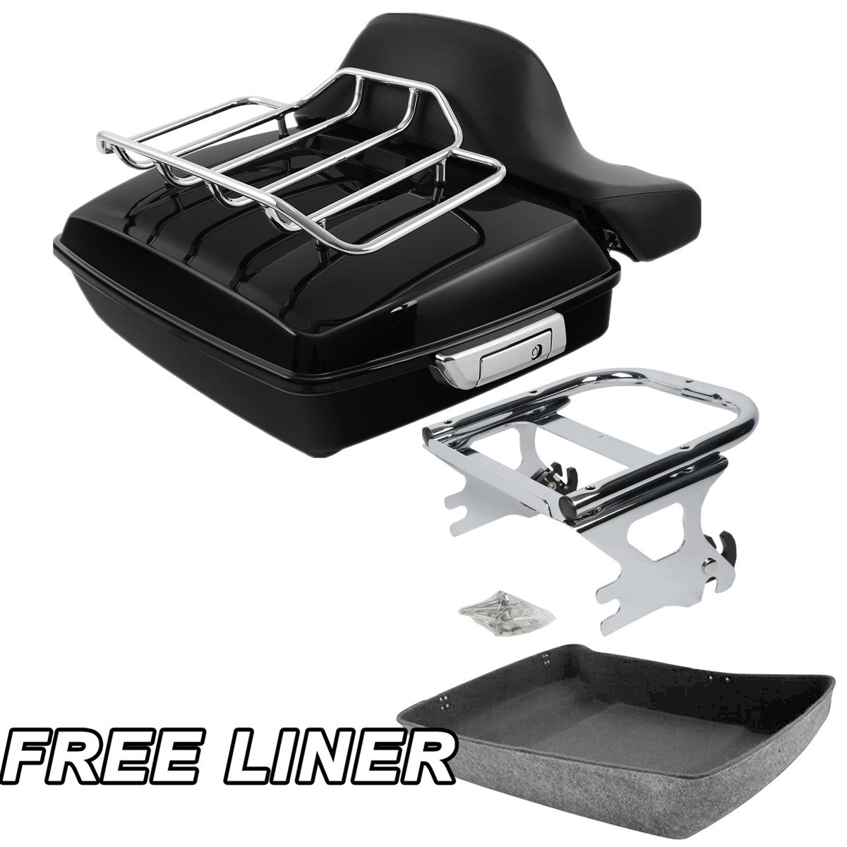 Chopped Trunk Pad Mount Rack Fit For Harley Touring Road Glide King 1997-2008 07