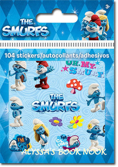 THE SMURFS ~104 GLITTER STICKERS AUTOCOLLANTS~