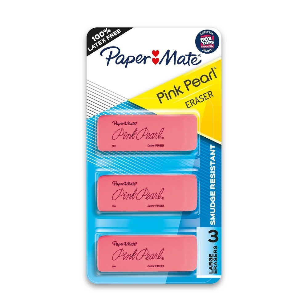 (4 pack) Paper Mate Pink Pearl Erasers, Large, 3 Count