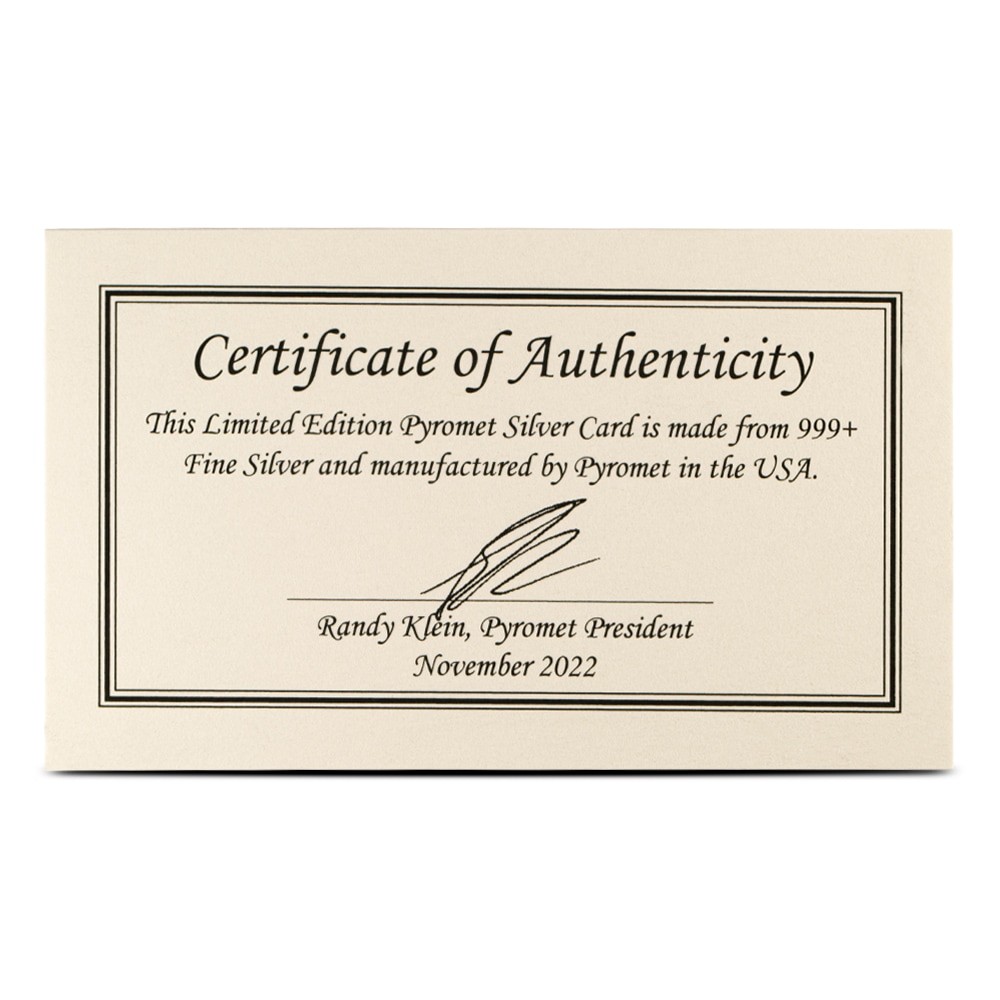 1 oz Pyromet Silver Card (New w/ CoA)