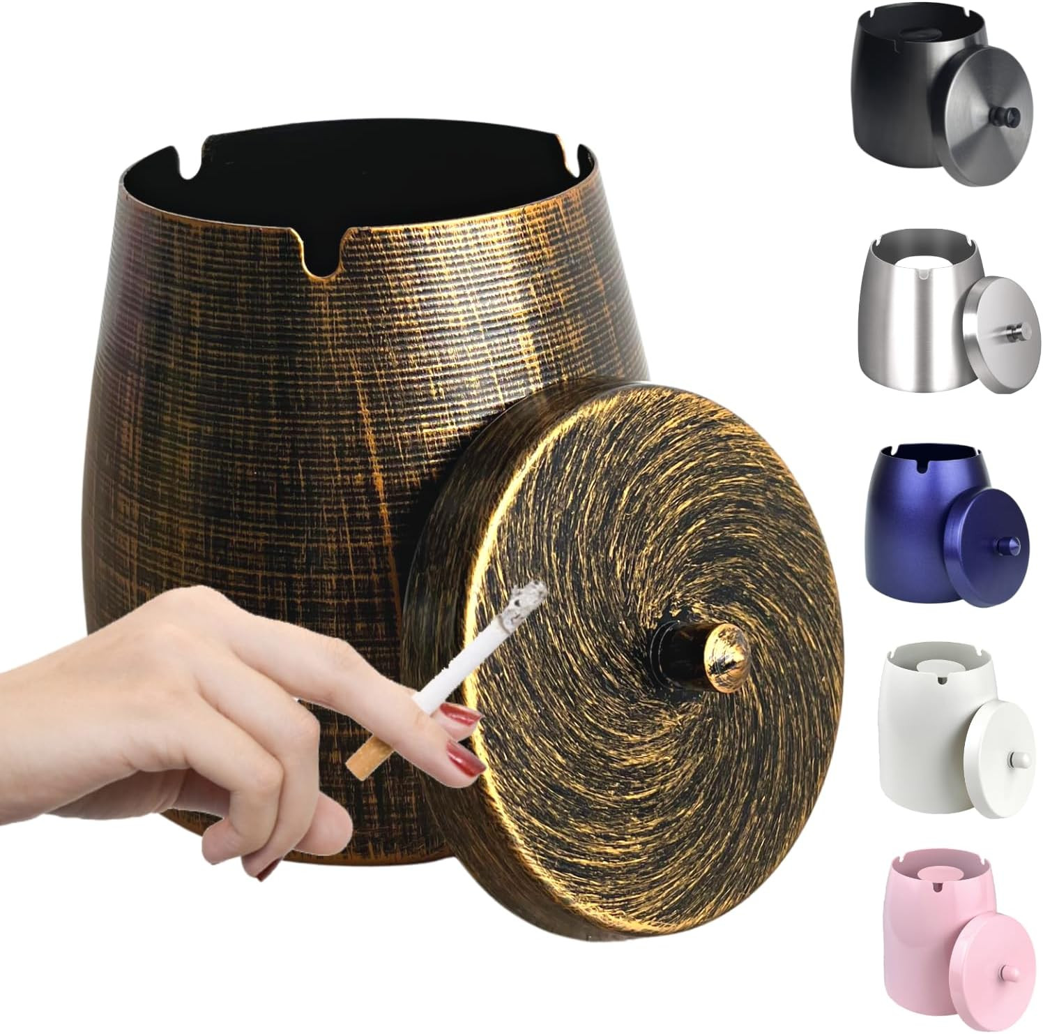 Ash Tray, Large Outdoor Ashtray with Lid, Ashtray for outside Patio, Stainless S