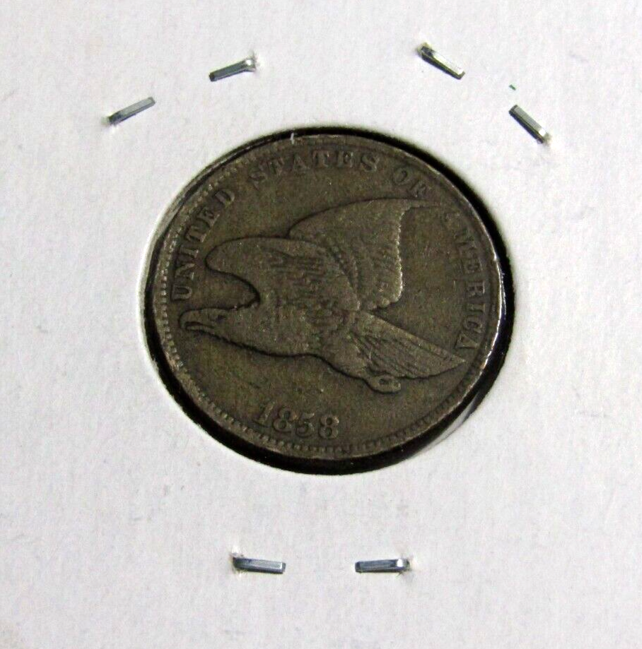 1858 Flying Eagle Cent Small Letters Clamshell Like Lamination #351 - VG