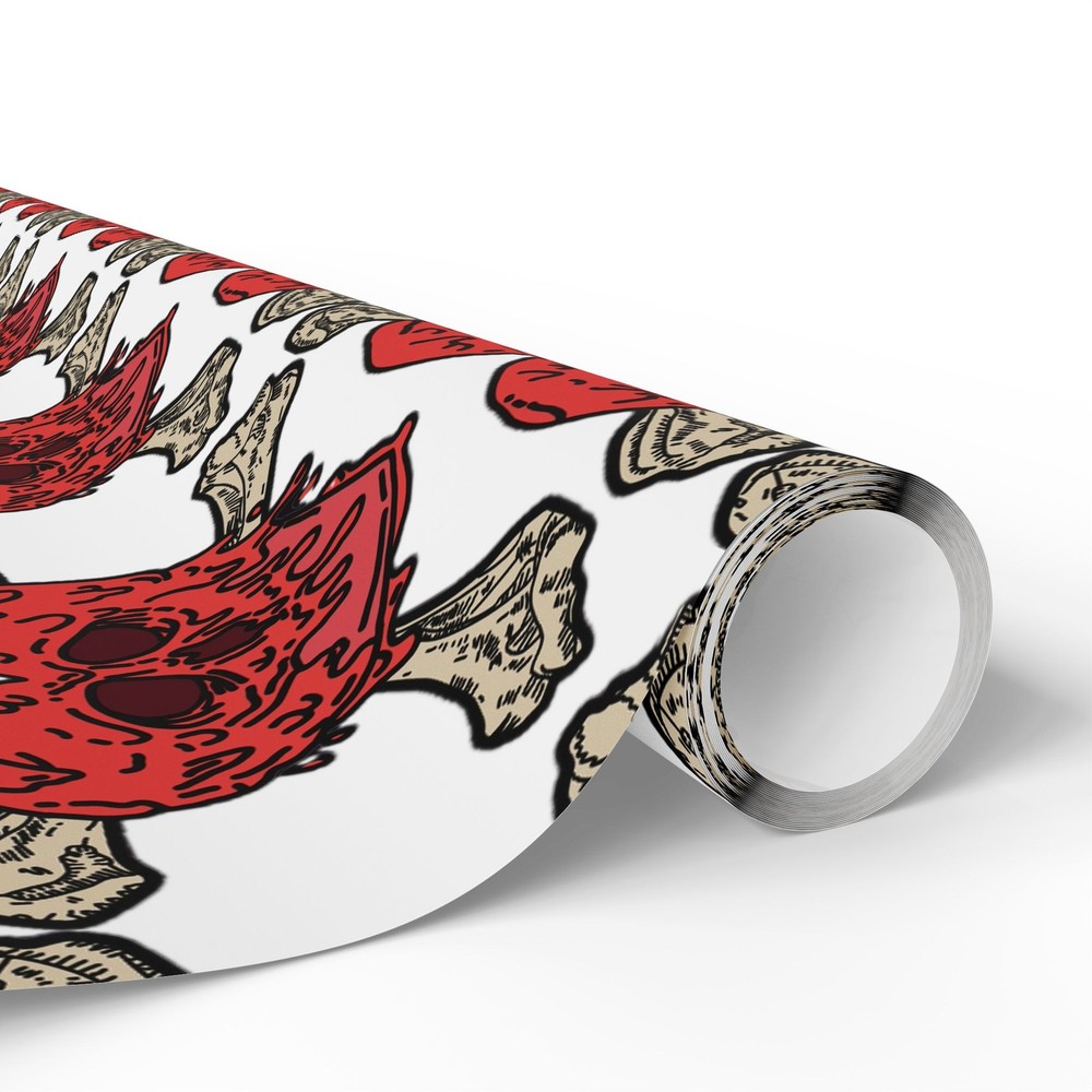Red Skull and Crossbones Pattern Wrapping Paper | Pirate Holiday