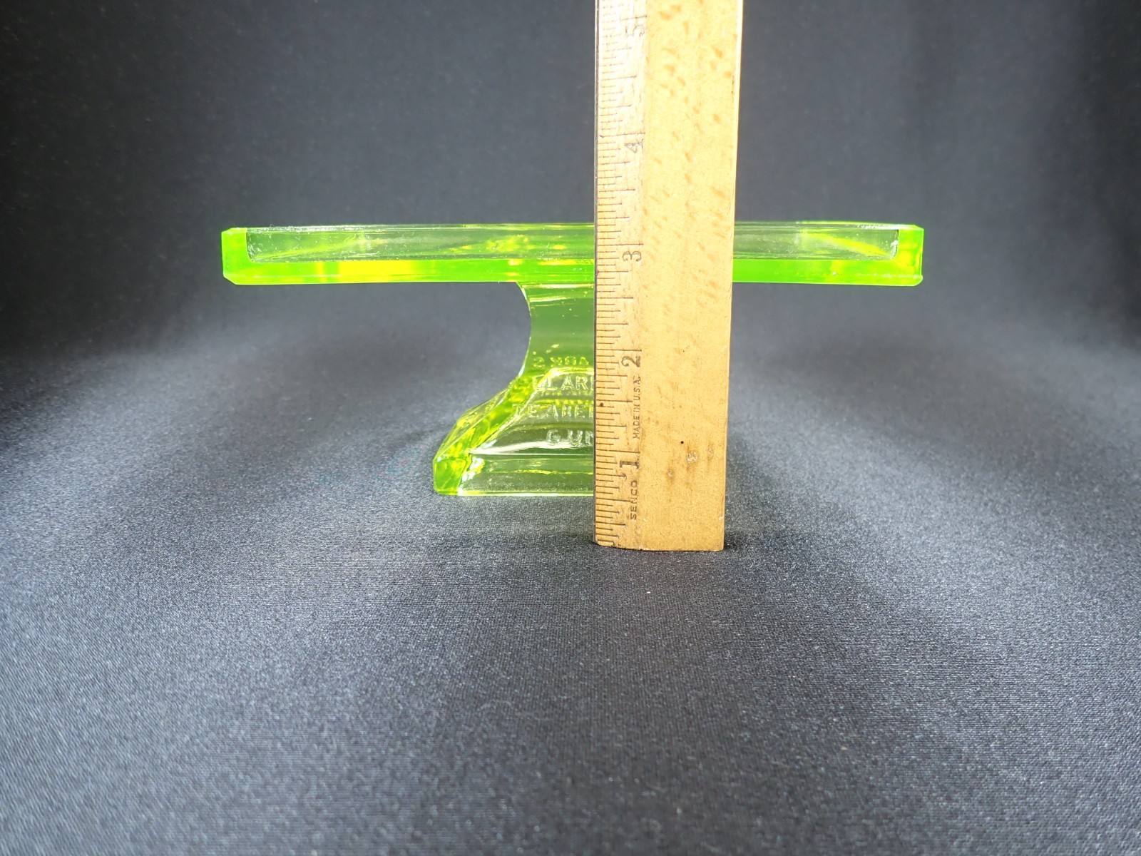 Vintage Clark's Teaberry Gum Vaseline Glass Stand Pedestal Display Excellent