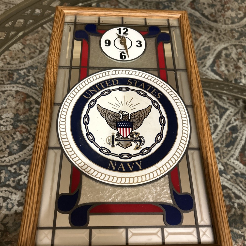 United States Navy Wall Clock, Mirrored/Translucent, 17x10 (clock needs work)