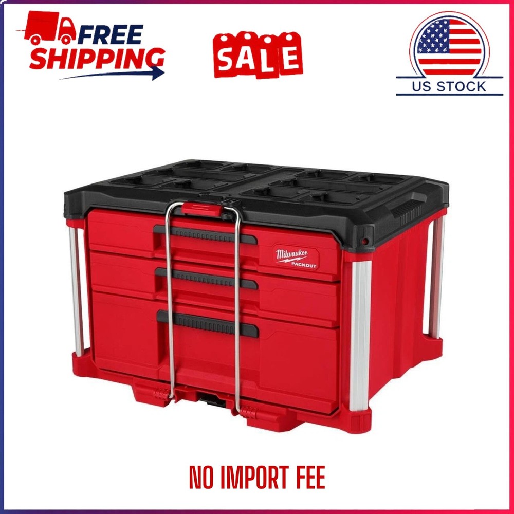 Milwaukee PACKOUT Multi-Depth 3-Drawer Tool Box - Red (48-22-8447)
