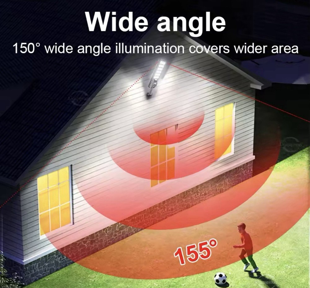 600W Outdoor Solar Lamppost Headlight Human Sensor Waterproof Remote Control