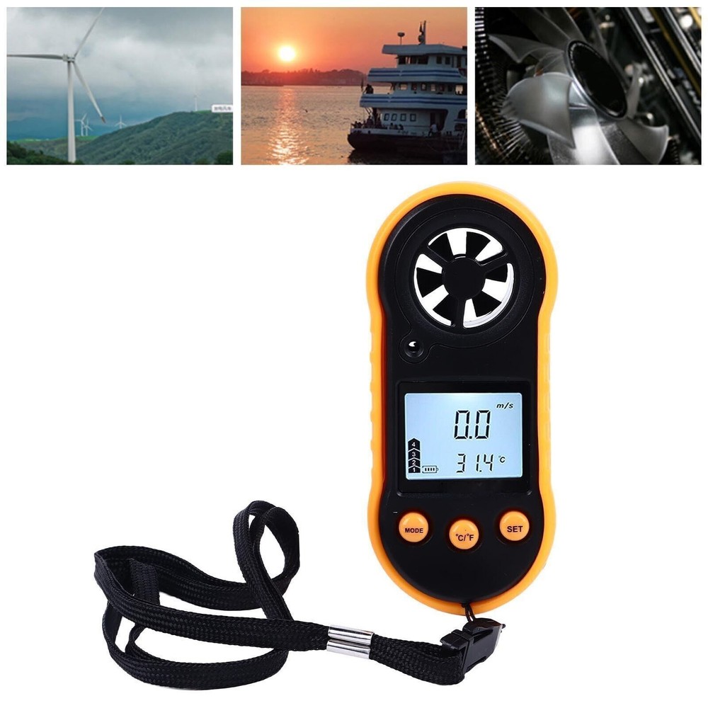 Digital Anemometer LCD Screen Handheld Wind Speed Meter Wind Temperature Gauge